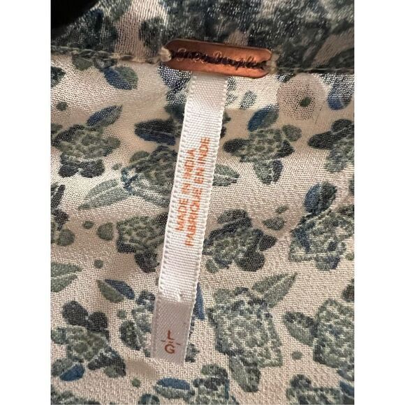 ✨Free People Sheer Floral Green Ruffle Tunic Dress✨ - Picture 5 of 6